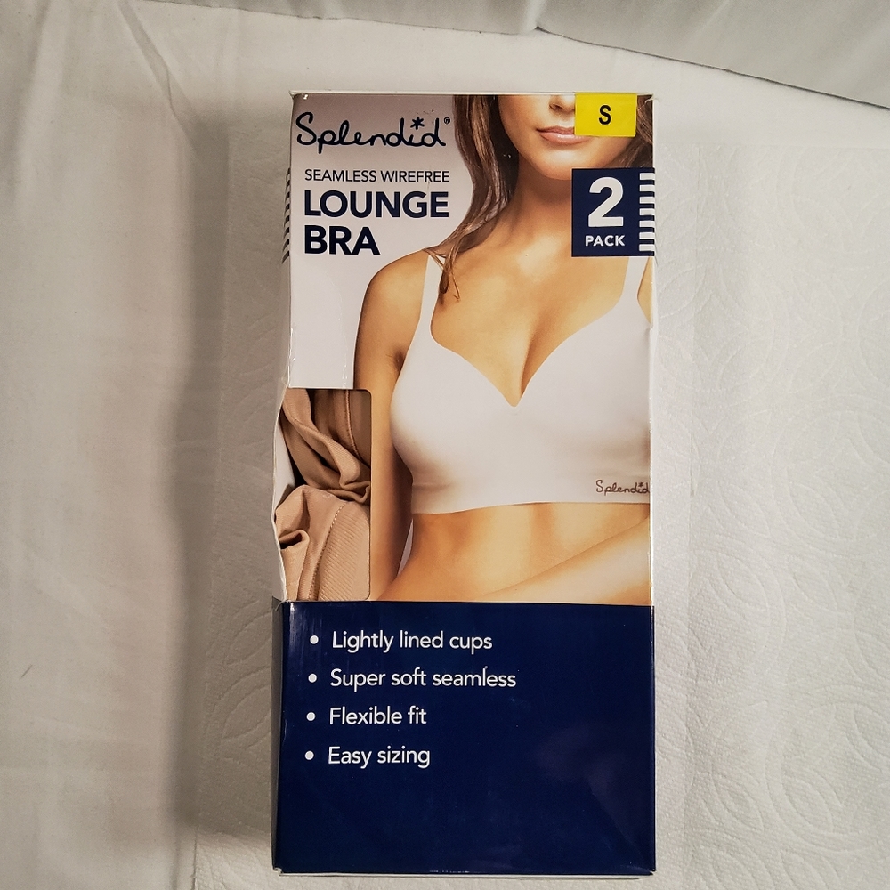 Splendid 2 Pack Seamless Wirefree Bra White & Grey Size Small NWT